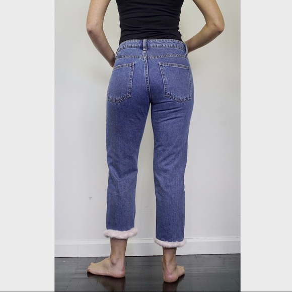 SOLD Bershka Fuzzy Fur Hem Cigarette Jeans - Picture 5 of 8